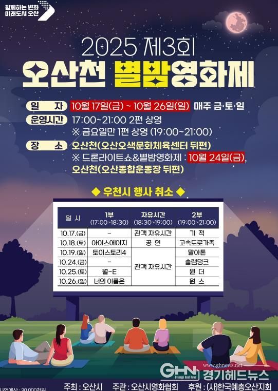 오산시, '2025 제3회 오산천 별밤영화제' 개최