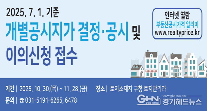 수원시 권선구, 7월 1일 기준 개별공시지가 결정·공시 및 이의신청 접수 시작