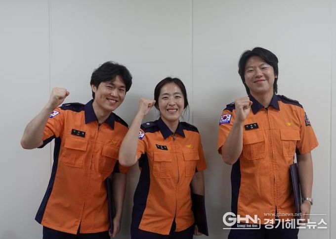 왼쪽부터 당시 출동 구급대원 소방사 서지원, 소방위 김순진, 소방교 이현창