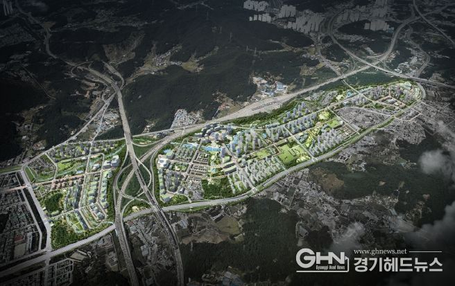 조감도. 지구계획 변경 등 조성계획 변경으로 개발 완료 시 상이할 수 있음