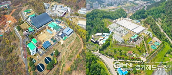 안산정수장(왼쪽 사진)·연성정수장(오른쪽 사진) 전경