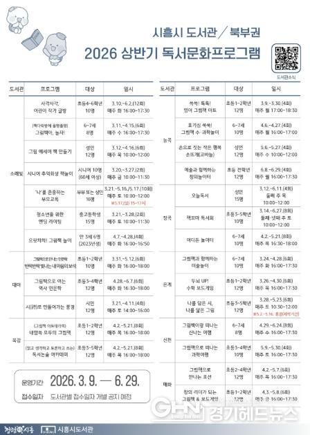 시흥시 북부권 공공도서관, 상반기 독서·문화 체험 프로그램 '풍성'