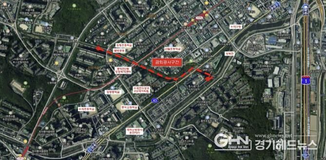 수지구 정평천 일원 산책 정비공사 위치도